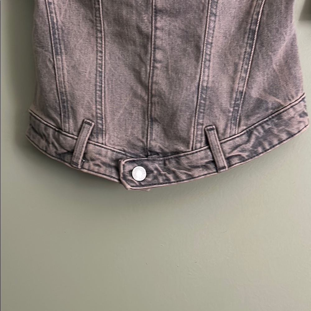 Zara Strapless Denim Bustier in Faded Taupe - Picture 6 of 8